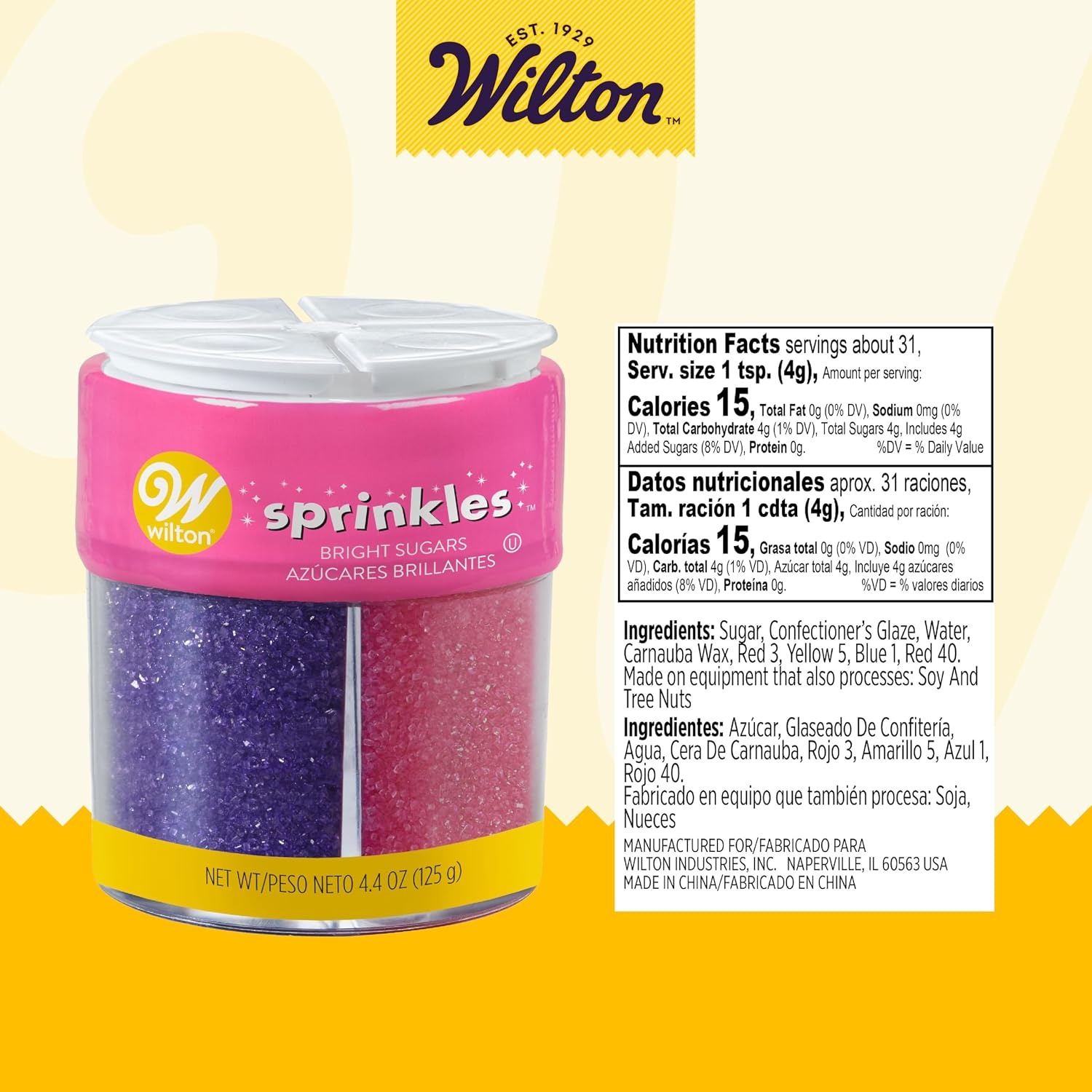 image:imageWilton Bright Colored Sugar Sprinkles Medley Pink Purple Yellow amp Green Sparkling Sugars for Cupcakes Cookies Ice Cream amp Cake Decorating 44 ozBaking Supplies 44 oz