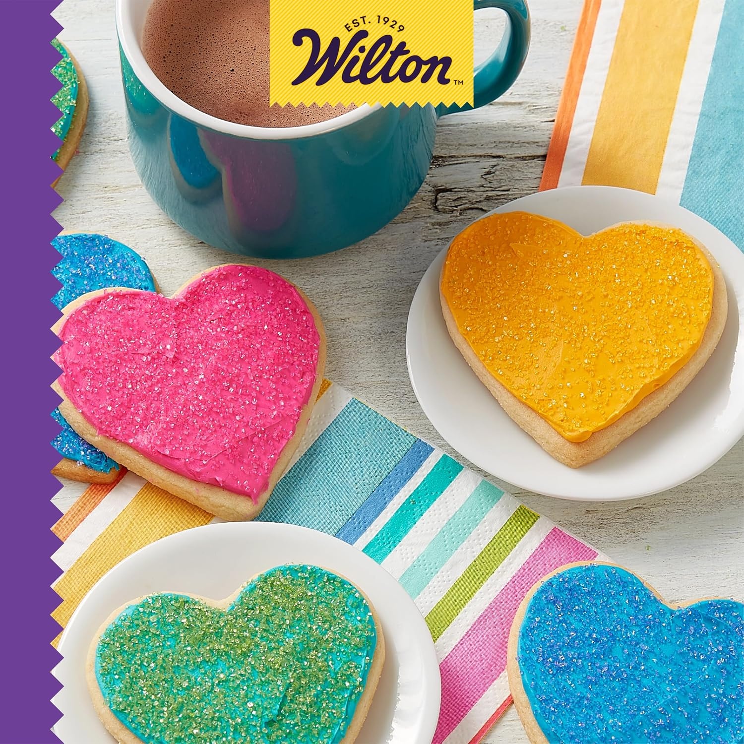 image:imageWilton Bright Colored Sugar Sprinkles Medley Pink Purple Yellow amp Green Sparkling Sugars for Cupcakes Cookies Ice Cream amp Cake Decorating 44 ozBaking Supplies 44 oz