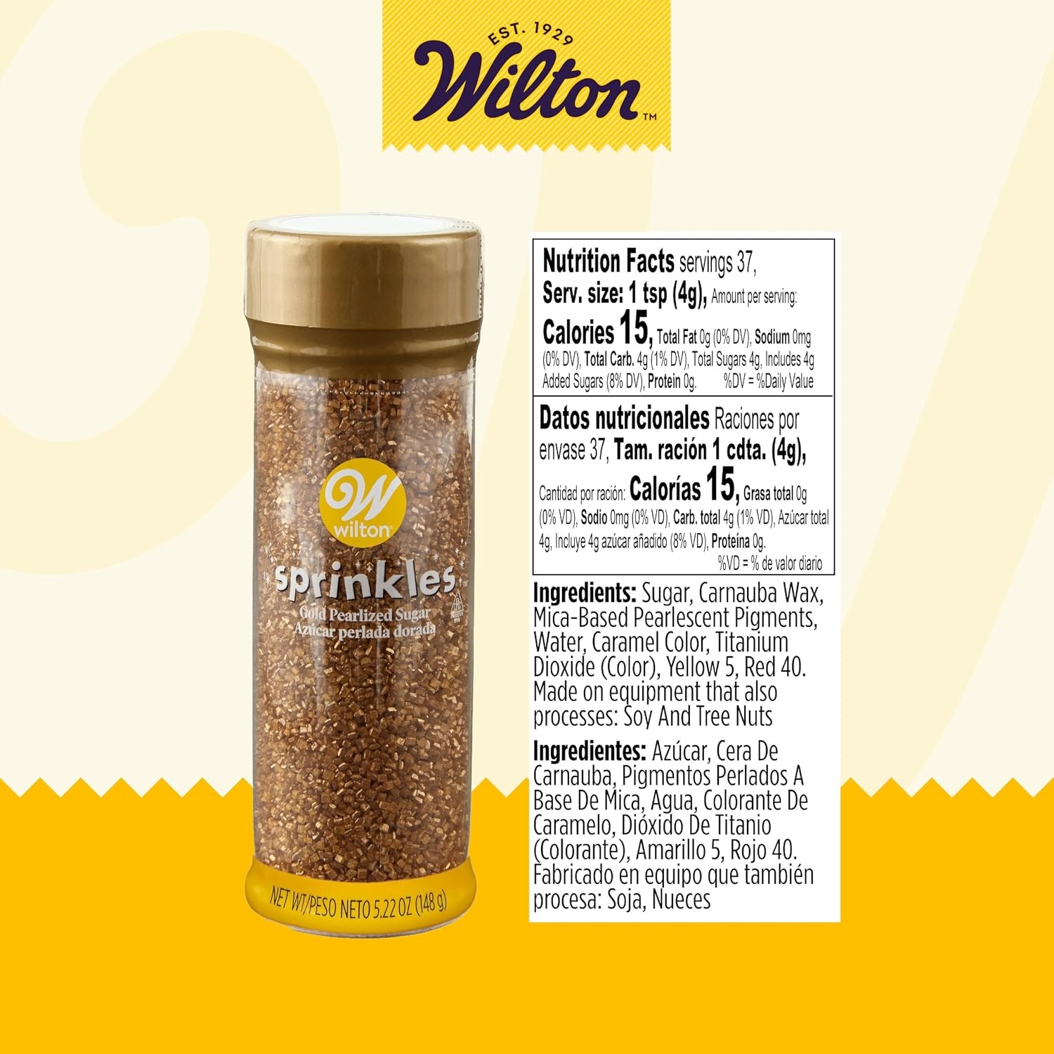 image:imageWilton Pearlized Sugar Sprinkles for Cookie amp Cake Decorating 522 oz GoldGold