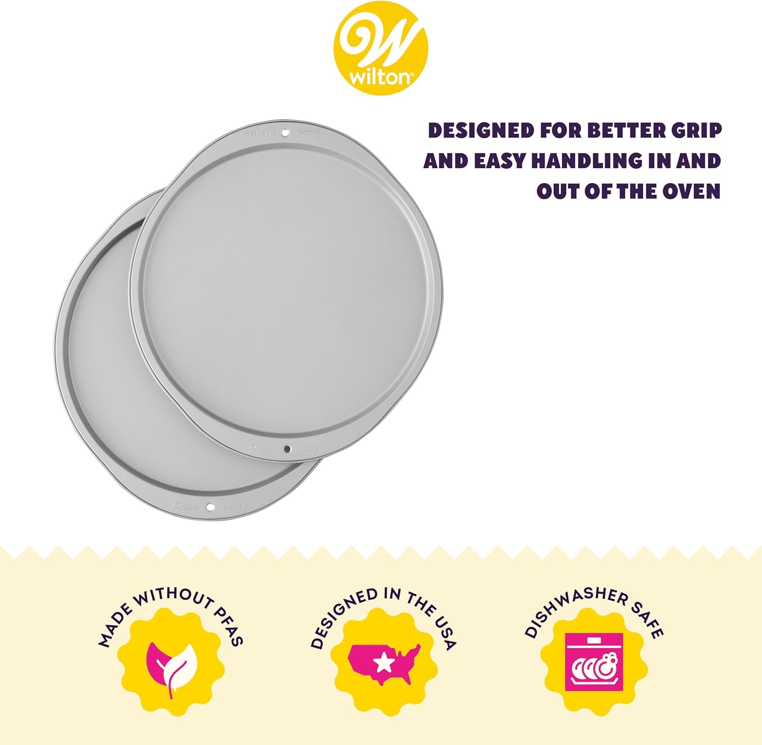image:imageWilton Recipe Right 12Inch Pizza Pans 2Piece Set Steel12 Inch 2 Pack