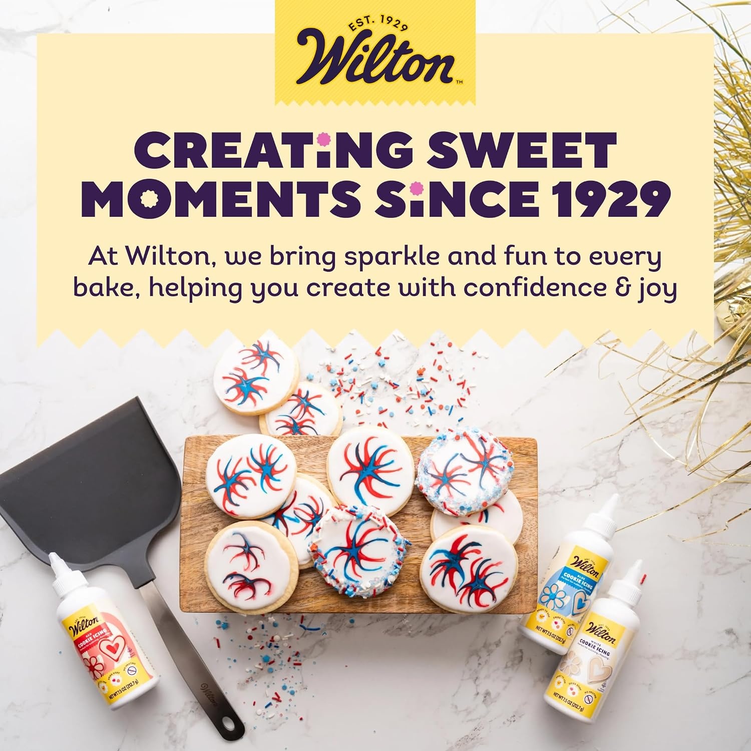 image:imageWilton White Cookie Icing ReadytoUse PreColored Cookie Icing with Adjustable Flow Tip amp Twist Cap Dries Hard for Easier Stacking 75 oz Pack of 6White
