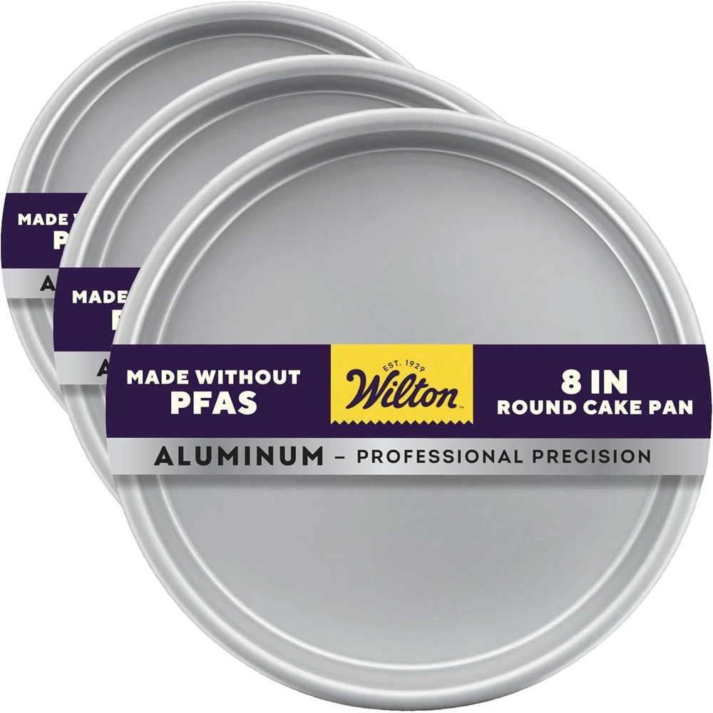 image:imageWilton 8 in Round Cake Pan 2 in Deep Aluminum Bakeware for Cakes RustResistant Even Heating Professional Quality Packaging May Vary1 Count Pack of 3