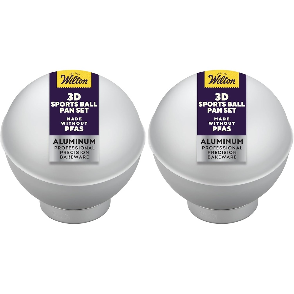 image:imageWilton Aluminum 3D Sports Ball Cake Pan Set Made Without PFASEach Pack of 2
