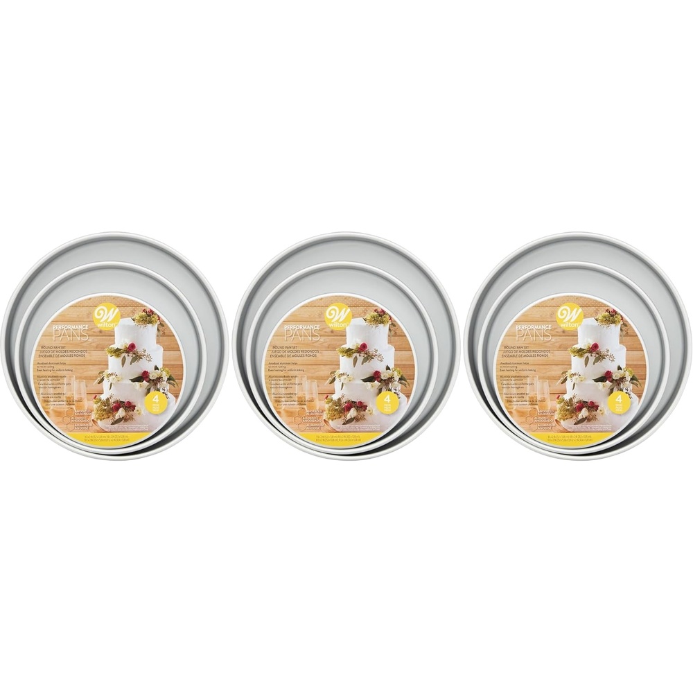 image:imageWilton Aluminum Round Cake Pan Made Without PFAS 6 in4Piece Set Small and Medium Pack of 3