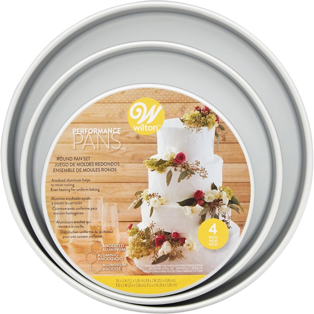 image:imageWilton Aluminum Round Cake Pan Made Without PFAS 6 in4Piece Set Small and Medium