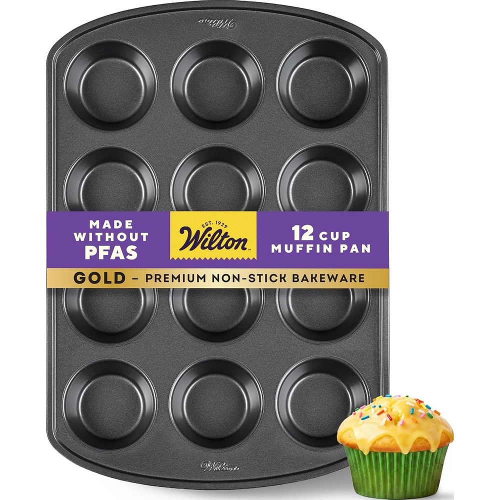 image:imageWilton Gold NonStick Muffin Pan Made Without PFAS 12CupStandart 105 x 15 x 2 in 12cup pan