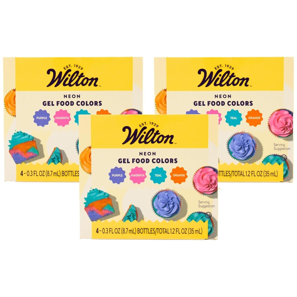 image:imageWilton Neon Gel Food Coloring Set Vibrant GelBased 4Count03 Fl Oz Pack of 12
