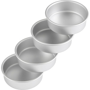 Wilton 12 in. Round Cake Pan, 2 in. Deep Aluminum Bakeware for Cakes, Rust-Resistant, Even Heating, Professional Quality, Packaging May Vary(6 x 2 in. (4 Pack))