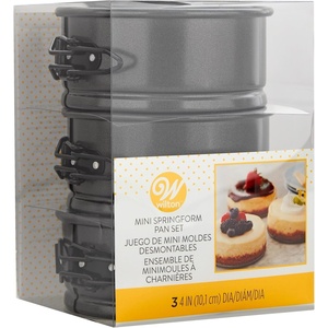 Wilton 4-Inch Mini Springform Pans for Mini Cheesecakes, Pizzas and Quiches, 3-Piece Set, Steel(Pans)