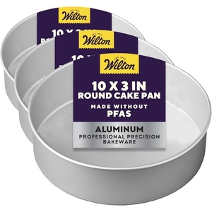 Wilton 6 in. Round Cake Pan, 3 in. Deep Aluminum Bakeware for Tall Cakes, Rust-Resistant, Even Heating, Professional Quality(10 inches (Pack of 3))