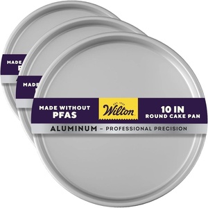 Wilton Aluminum Round Cake Pan, Made Without PFAS, 6 in(10 x 2 in. (Pack of 3))