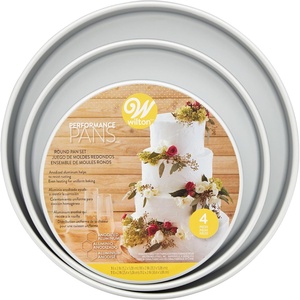 Wilton Aluminum Round Cake Pan, Made Without PFAS, 6 in(4-Piece Set (Small and Medium))