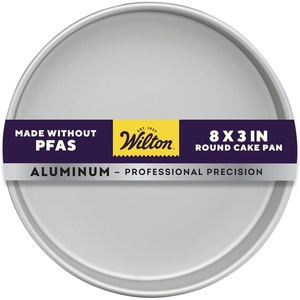 Wilton Aluminum Round Cake Pan, Made Without PFAS, 8 x 3 in(1 Count (Pack of 1))