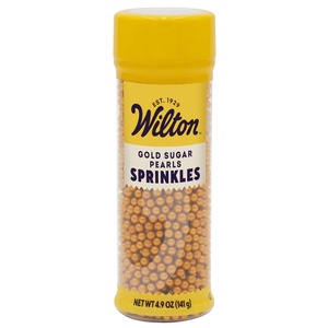 Wilton Decorating Sugar Pearls, Cake Sprinkles, 5 oz., Black(Gold)