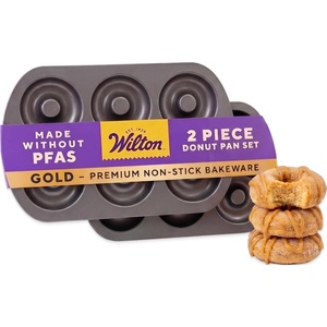 Wilton Gold Non-Stick Donut Pan Set, Made Without PFAS, 2-Piece(2 Pack)