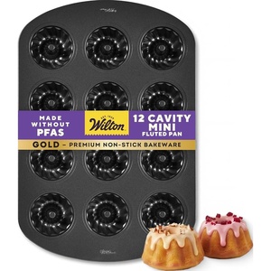 Wilton Gold Non-Stick Mini Fluted Tube Pan, Made Without PFAS, 12-Cavity(12 Cavity (16.5 x 11.2 in))