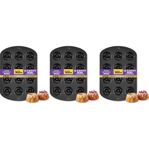 Wilton Gold Non-Stick Mini Fluted Tube Pan, Made Without PFAS, 12-Cavity(12 Cavity (16.5 x 11.2 x 1.3 in) (3-Pack))