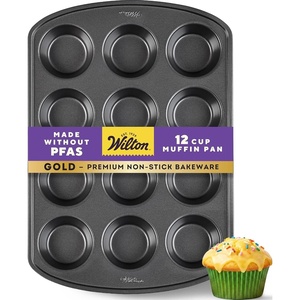 Wilton Gold Non-Stick Muffin Pan, Made Without PFAS, 12-Cup(Standart: 10.5 x 15 x 2 in. 12-cup pan)