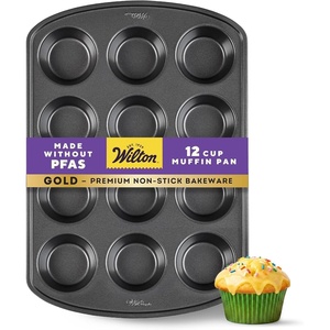 Wilton Gold Non-Stick Muffin Pan, Made Without PFAS, 12-Cup(Standart: 10.5 x 15 x 2 in. 12-cup pan (Pack of 6))