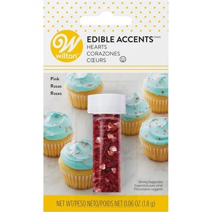 Wilton Hearts Edible Glitter, Shimmering Accents, 0.04 oz., Silver(Pink Hearts)