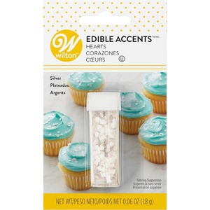 Wilton Hearts Edible Glitter, Shimmering Accents, 0.04 oz., Silver(Silver Hearts)