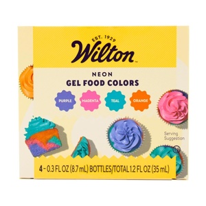 Wilton Neon Gel Food Coloring Set, Vibrant Gel-Based, 4-Count(0.3 fl oz)