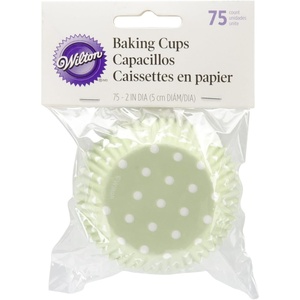 Wilton White Standard 75 Baking Cups, Single Pack(Green With White Dots)