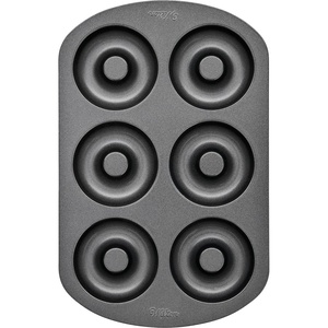 Wilton 6-Cavity Doughnut Baking Pan, Makes Individual Full-Sized 3 3/4″ Donuts or Baked Treats, Non-Stick and Dishwasher Safe, Enjoy or Give as Gift, Metal (1 Pan)