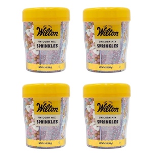 Wilton 6-Cell Unicorn Sprinkles Mix with Turning Lid – Edible Unicorn Theme Sprinkle Assortment for Cakes, Cookies, Cupcakes & Dessert Decorations – 6.3 oz (Pack of 4)