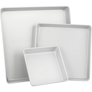 Wilton Aluminum Square 3-Piece Bakeware Set, Durable Anodized Bakeware for Tiered & Layered Cakes, Even Heating, Rust-Resistant, Professional Cake Baking Pans, 8 in, 12 in, 16 in, Packaging May Vary