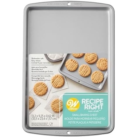 image:imageWilton Recipe Right Small NonStick Baking Sheet Cookie Sheet 132 x 925Inch SteelSmall Pack of 6