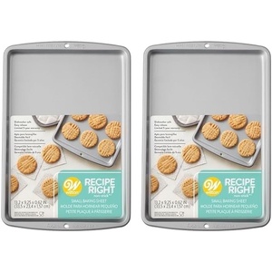 Wilton Recipe Right Small Non-Stick Baking Sheet, Cookie Sheet, 13.2 x 9.25-Inch, Steel(Small (Pack of 2))