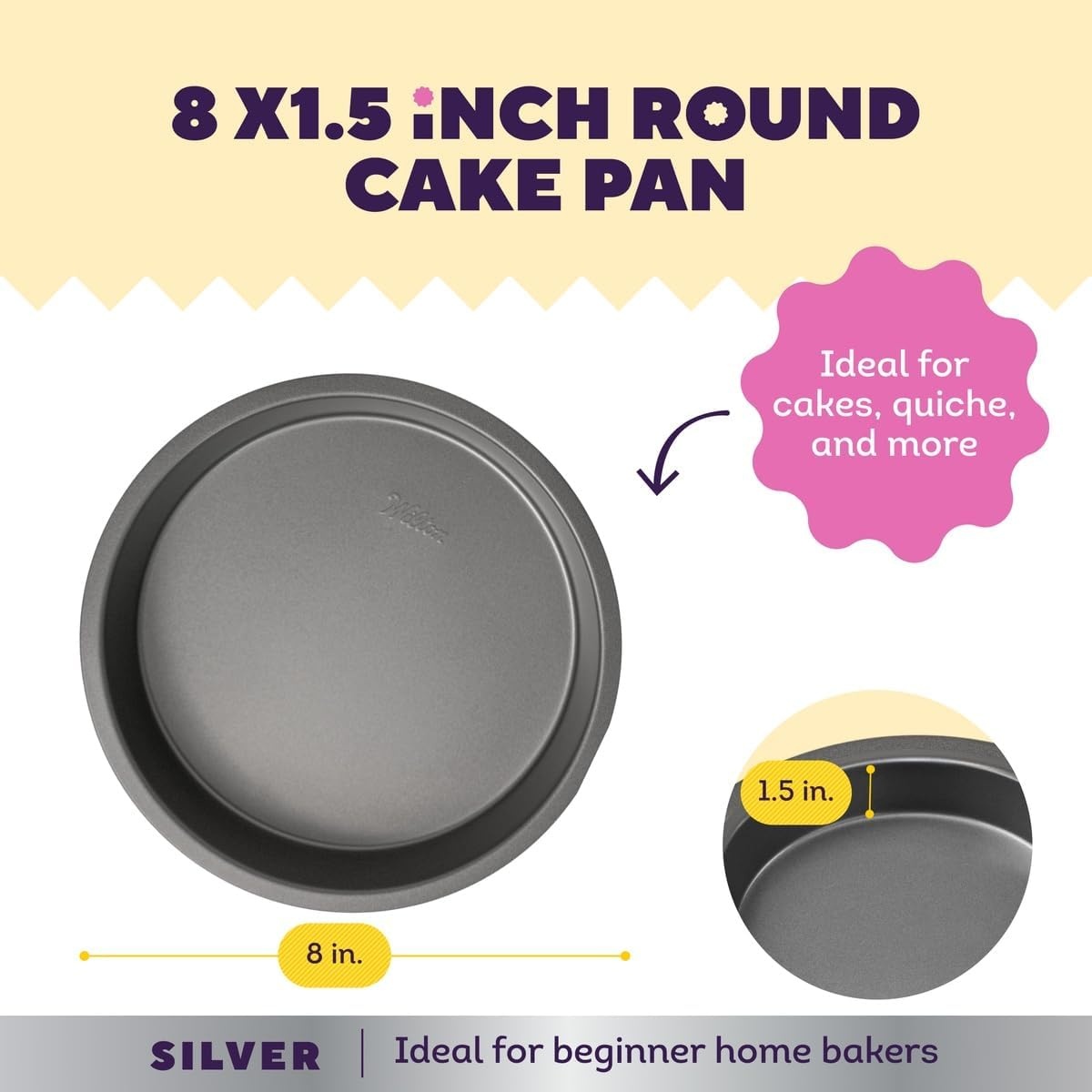 image:imageWilton Silver NonStick Round Cake Pan Made Without PFAS 8 in