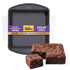 Wilton Gold Non-Stick Square Brownie Cake Pan, Made Without PFAS, 8 x 8 in.