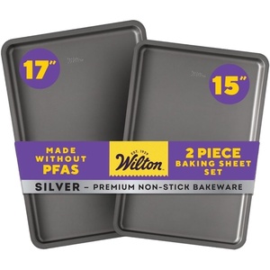 Wilton Silver Non-Stick Baking Sheet Set, Made Without PFAS, 2-Piece